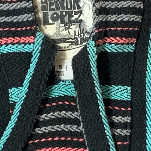 Striped Original Senior Lopez Baja Beach Hoodie Size Small Surfer Beach Mexican - Picture 3 of 11